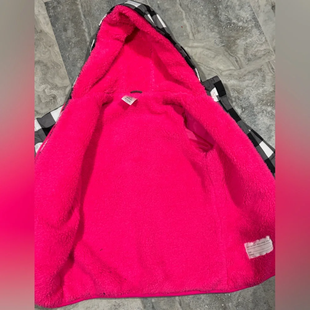 Carter's Black and White Checkered Puffer Jacket with Pink Lining